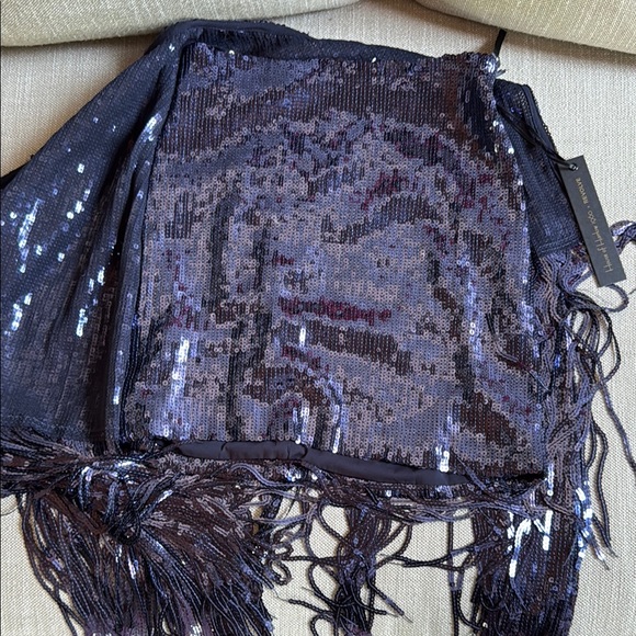 House of Harlow 1960 Navy Sequin Fringe Midi Skirt - Picture 4 of 5